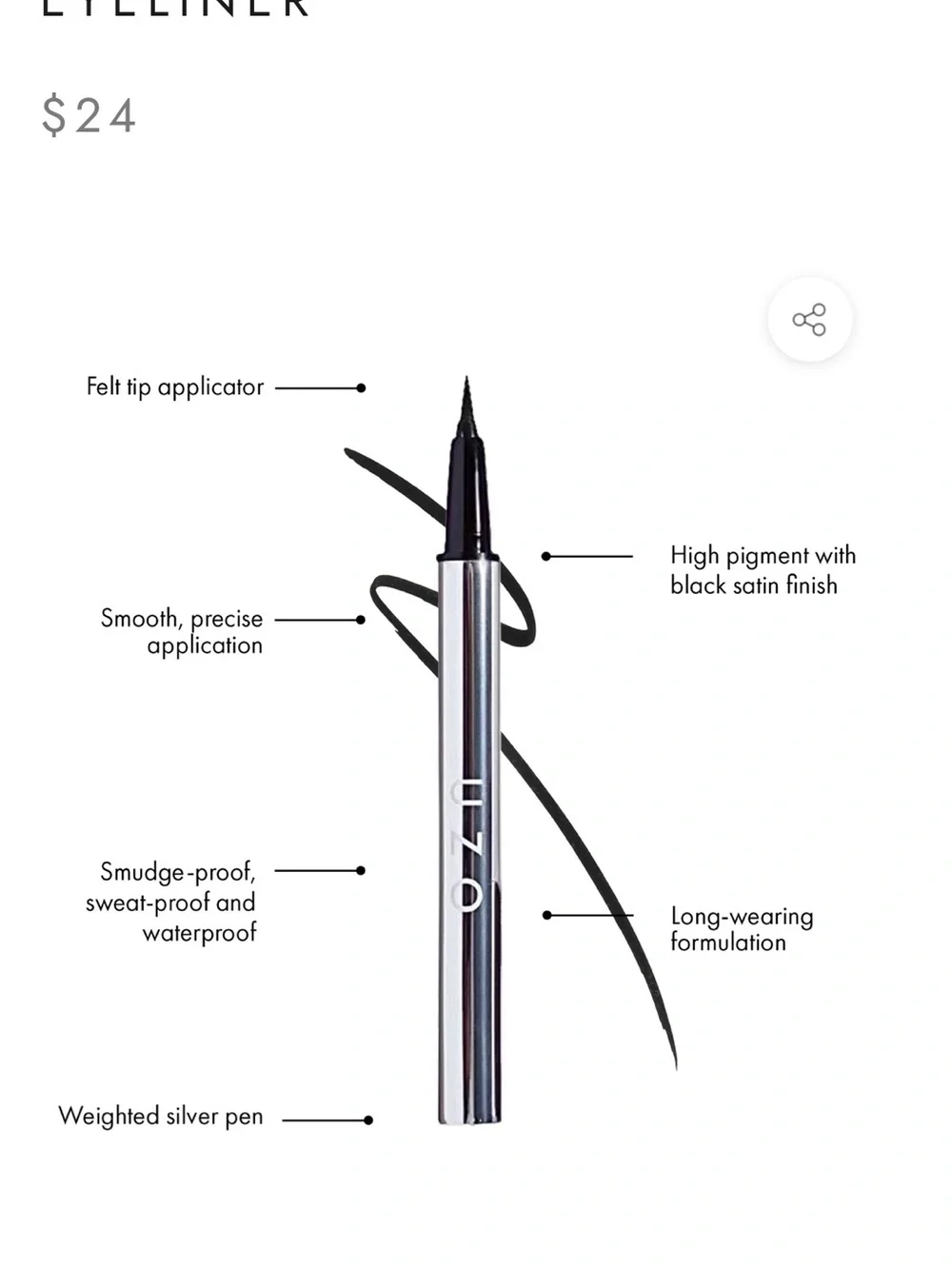 Metallic Black Liquid Eyeliner Pen by